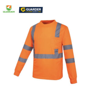 long sleeve high visibility work t shirt with reflective tape | grc t217