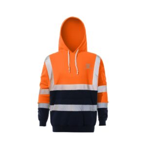 grc f507 two tone hi vis safety hoodie with segmented reflective tape