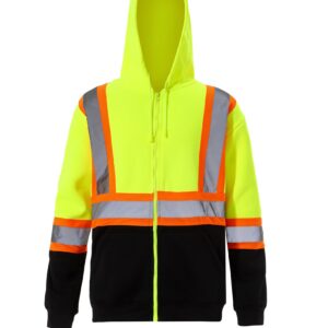 grc f508 | two tone hi vis safety hoodie with zipper