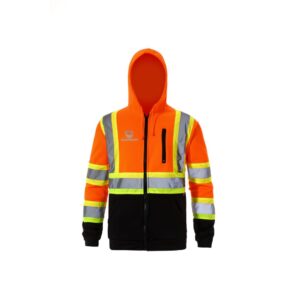 grc f509 two tone high visibility safety hoodie with full zipper