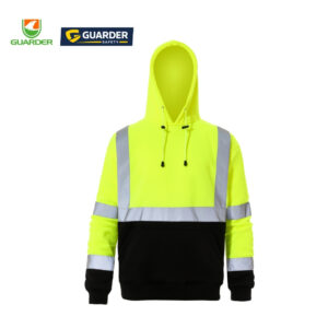 hi vis black bottom pullover safety hoodie with reflective tape | grc f505