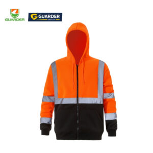 hi vis black bottom safety hoodie with reflective tape | grc f506