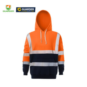 two tone hi vis safety hoodie with segmented reflective tape | grc f507