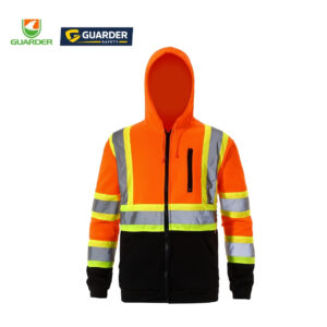 two tone hi vis safety hoodie with full zipper | grc f509