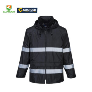 high visibility navy waterproof safety rain coat | grc r421