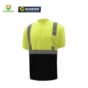 hi vis black bottom safety t shirt with reflective tape | grc t215