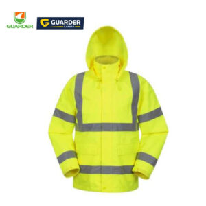 hi vis waterproof safety parka jacket for outdoor work | grc j602