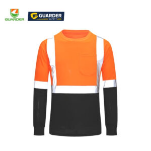 hi vis reflective safety t shirt manufacturer | black bottom workwear grc t216