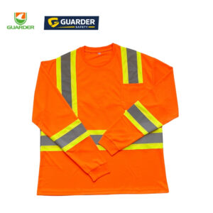 reflective long sleeve work shirt with contrast trim for industrial use | grc t226