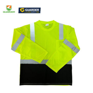 high visibility black bottom safety t shirt with reflective tape | grc t227
