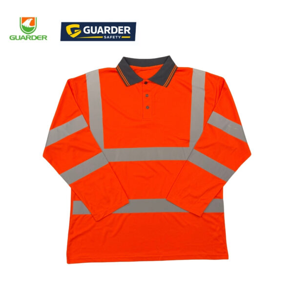 High Visibility Long Sleeve Safety Polo Shirt with Reflective Tape ...