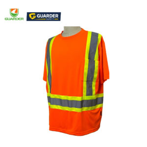 high visibility short sleeve safety t shirt with contrast reflective tape | grc t255