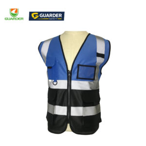 two tone reflective safety vest with zipper and enhanced storage system | grc v24b