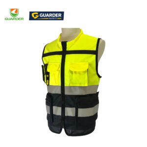 two tone reflective safety vest with multi pocket design | grc v25