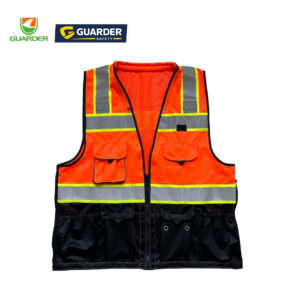 Home two tone class 2 reflective safety vest with cargo pockets and mic tabs | grc v52