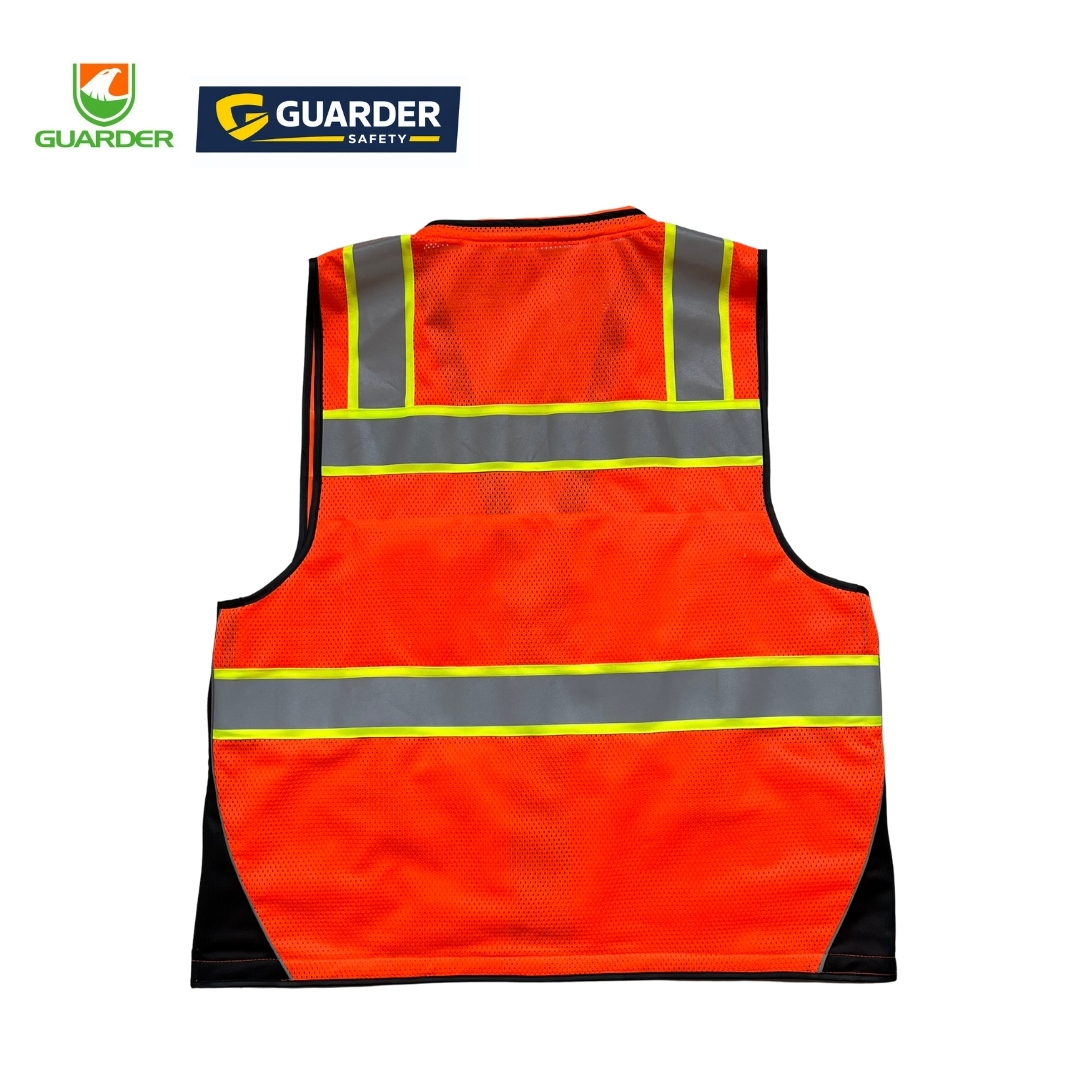 two tone class 2 reflective safety vest with cargo pockets and mic tabs | grc v52 two tone class 2 reflective safety vest with cargo pockets and mic tabs | grc v52