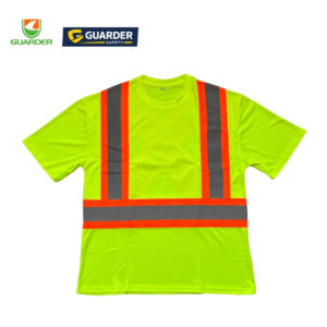 Home high visibility short sleeve safety t shirt with reflective tape and chest pocket | grc t222