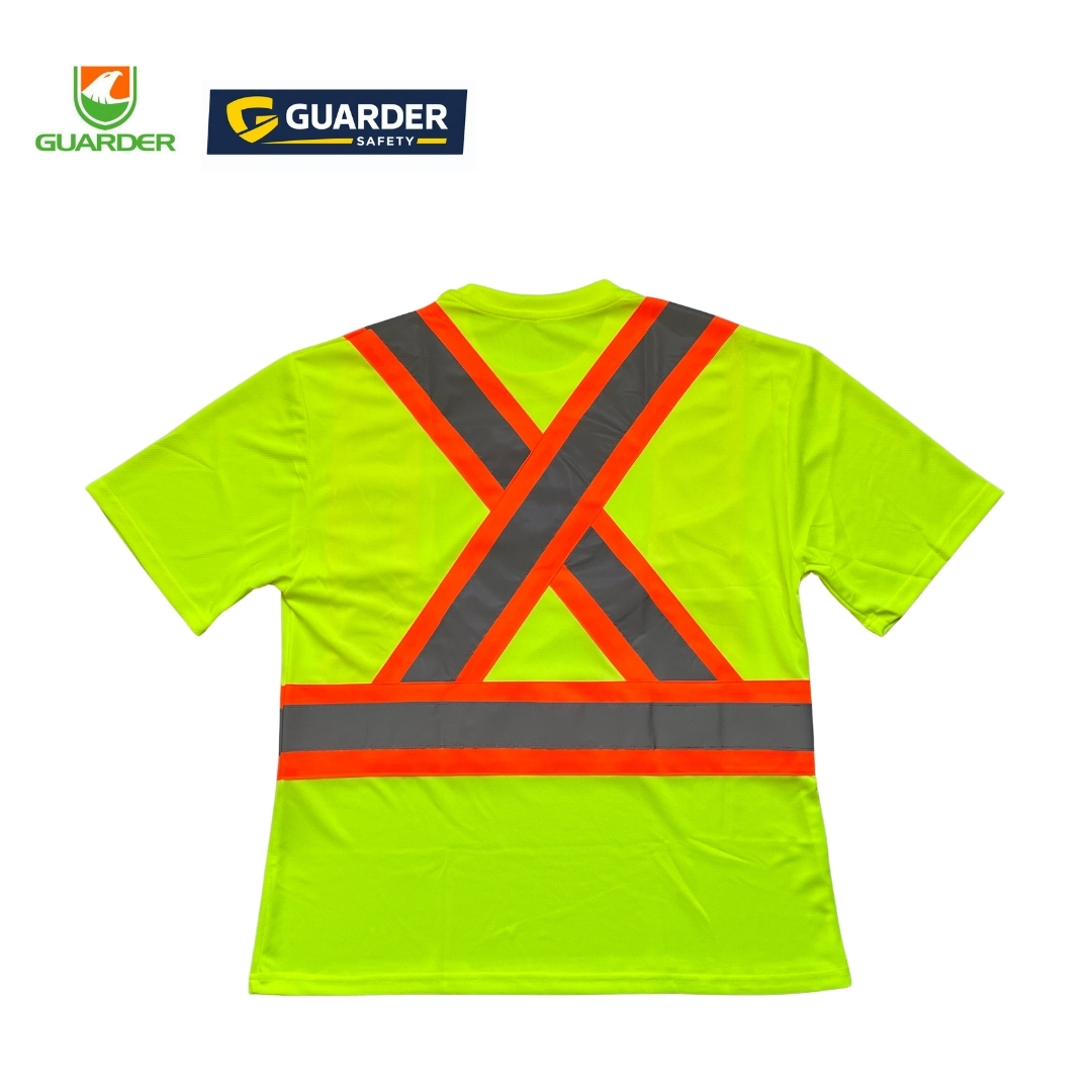 high visibility short sleeve safety t shirt with reflective tape and chest pocket | grc t222 high visibility short sleeve safety t shirt with reflective tape and chest pocket | grc t222